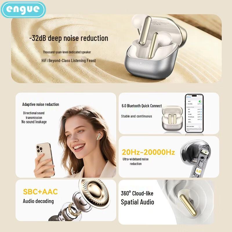 ENGUE EG-AP26 Active Noise Cancelling Semi-in-ear Bluetooth Earbuds
