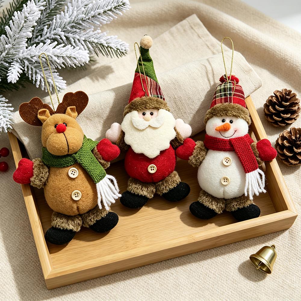 3pcs of Christmas Tree Ornament Pendant, Santa-Snowman-Reindeer Ornaments Doll for Christmas, New Year, Festive Season Decor