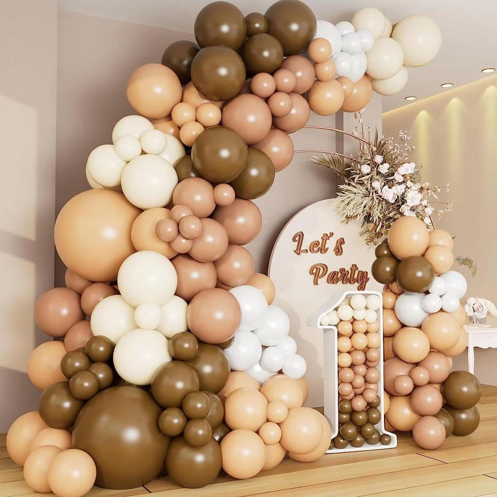 Brown Balloon Wreath Set Nude Coffee Bohemian Neutral Balloon Woodland Teddy Bear Theme