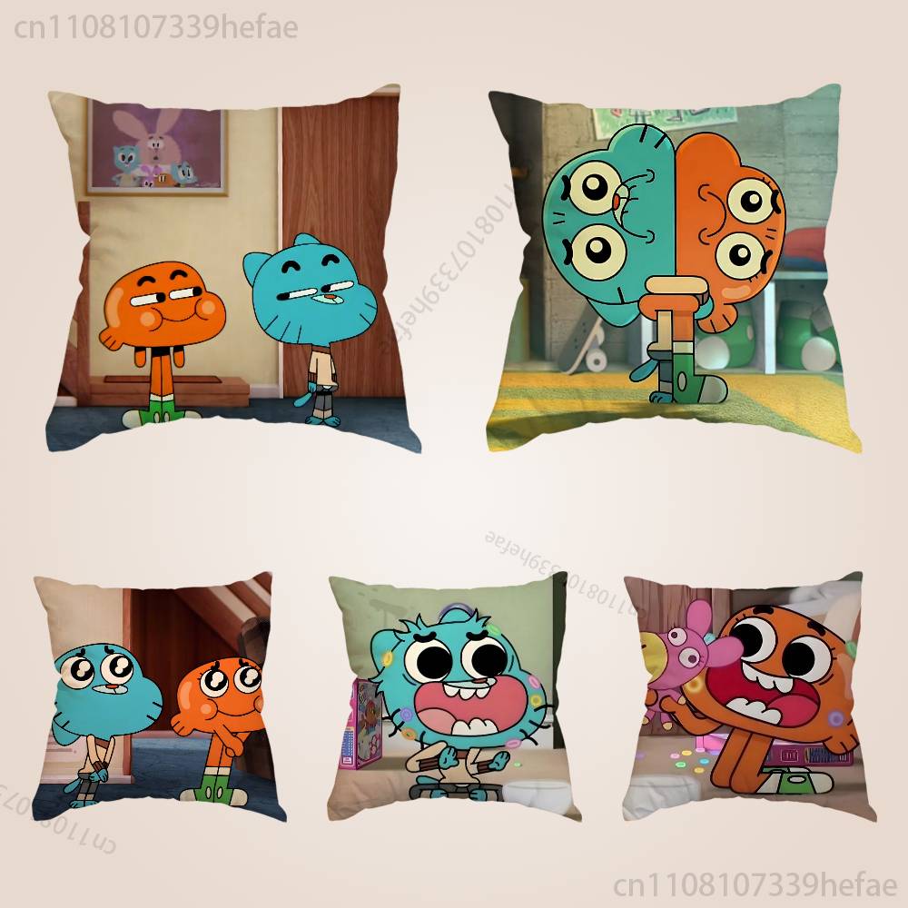 DDarwin And GGumball Pillow Cases for Bedroom Living Room Sofa Home Decor Polyester Cushion Cover with Zipper