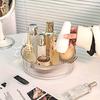 Transparent Plastic Cosmetic Storage Tray | 360° Rotating Countertop Organizer with Handle, Suitable for Perfume, Lipstick, Necklace, Jewelry