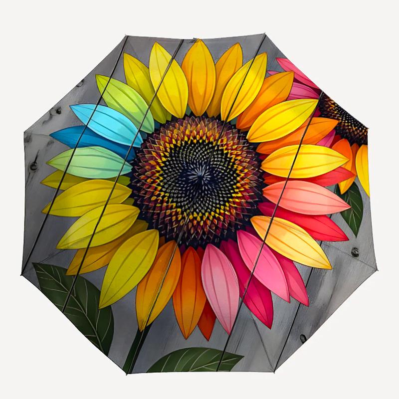 

1pc Sunflower ArtworkAutomatic Open/close Umbrella, 8-Rib sturdy structure, Portable Travel Umbrella, Parties, Everyday Usec61