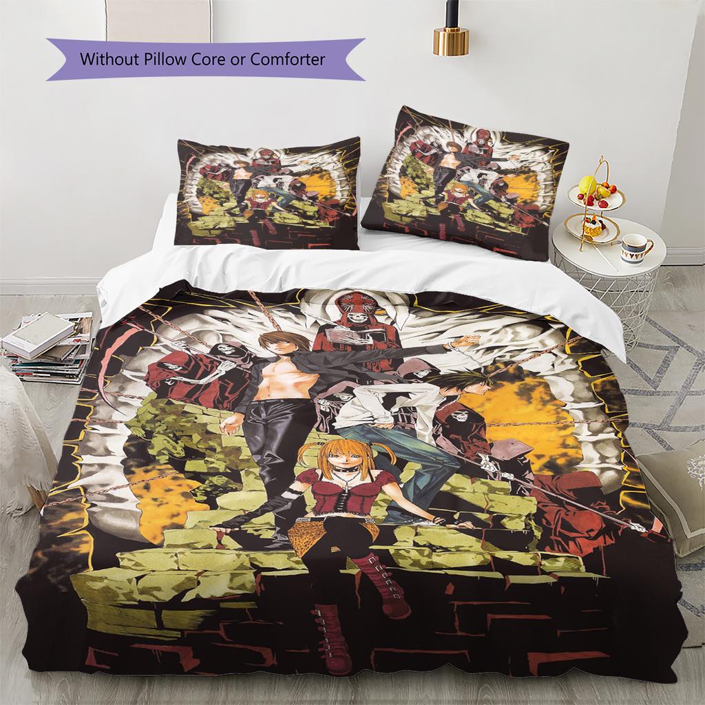 Juego de Ropa de Cama con Estampado de Dibujos Animados Colcha Funda de Colcha Funda de Almohada Decoración del Hogar Regalo de Cumpleaños (1 * funda nórdica + 2 * fundas de almohada, sin núcleo)