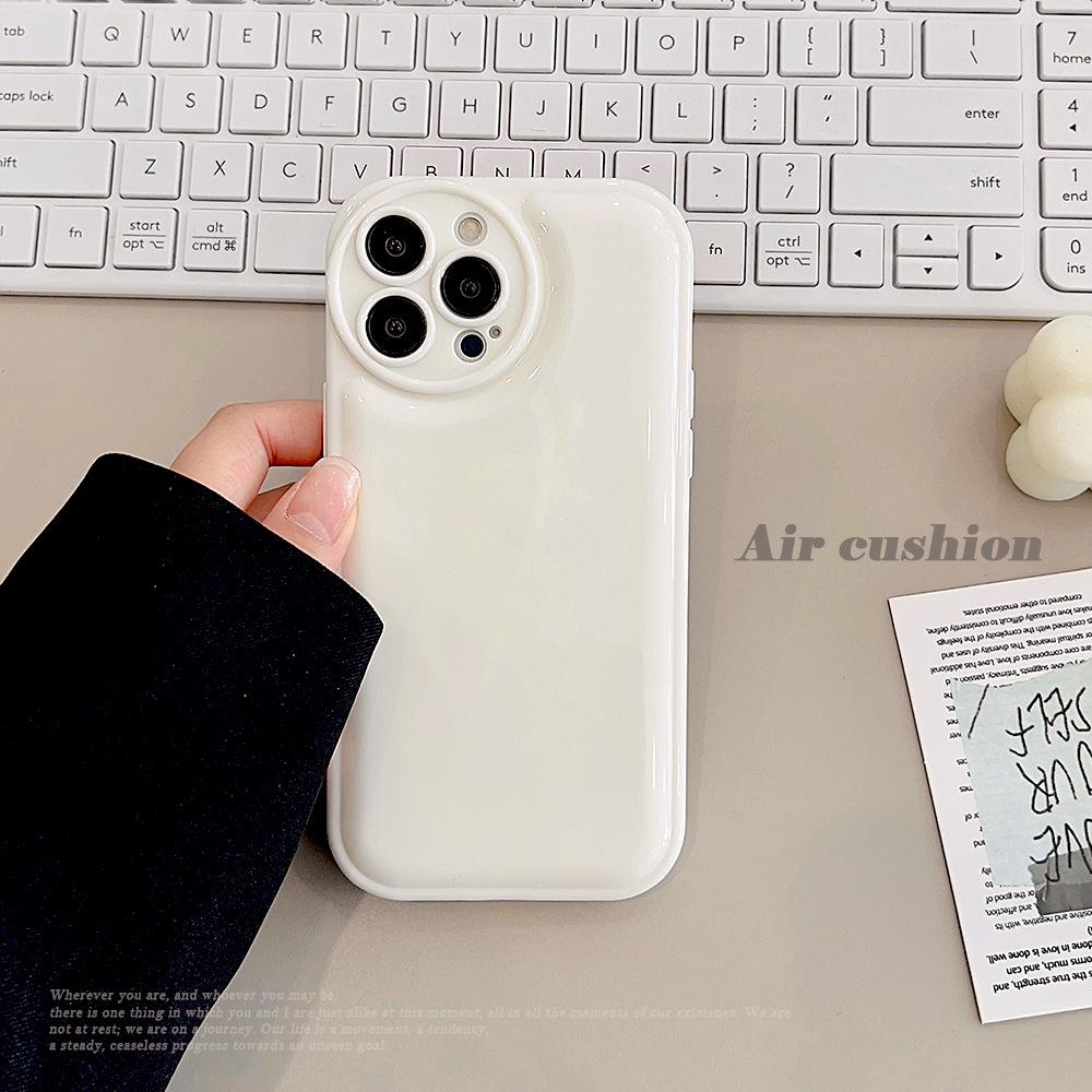 

Pure White Simple Iphone16 Apple 15 Promax Mobile Phone Case 13 Air Cushion Anti Fall 12 Silicone 11 Suitable for 14 12pro