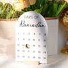 Acrylic Ramadan Advent Calendar White Mirror 30 Days Countdown Calendar Wooden Base DIY Crafts Eid Mubarak Decor
