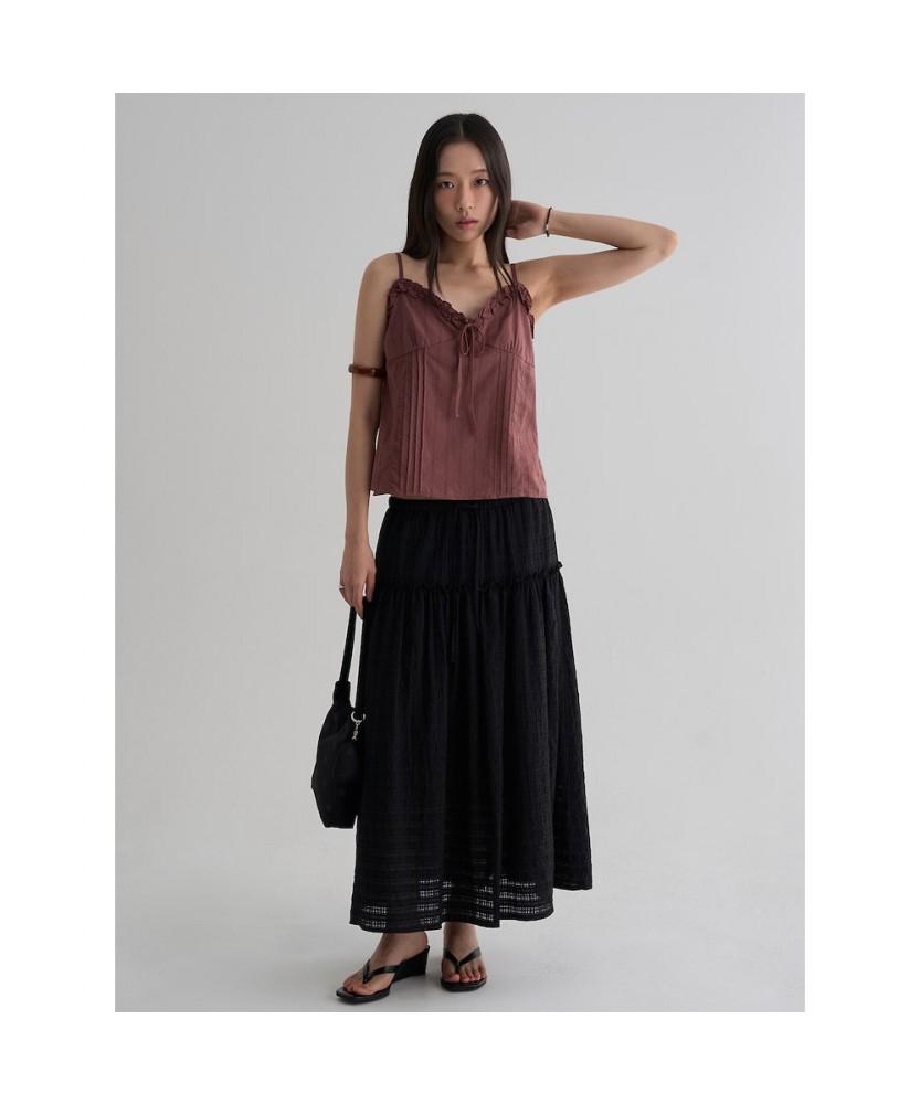 8SECONDS Frill Sheer Full Skirt Black