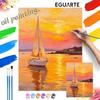 Digital Oil Painting Kits Featuring Sailboat Sunset Scenery Are Ideal for Professional Art Purposes and Home Wall Decoration.