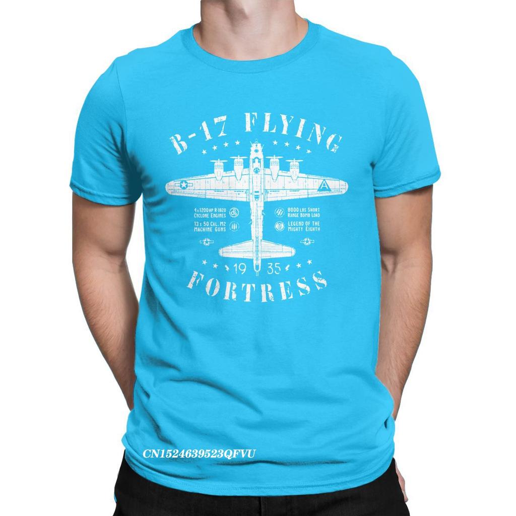 Funny B-17 Flying Fortress T-Shirts For Men Tops T Shirts Fighter Plane WW2 War Pilot Aircraft Airplane Tee Shirt Camisas