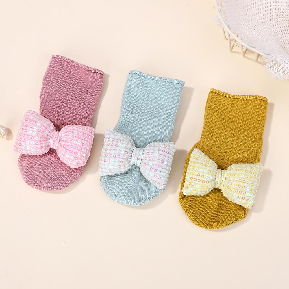 Random 6 pair of socks/set baby girl cute bowknot socks anti slip, breathable, wear-resistant 1-2Y babe socks