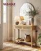 VASAGLE Console Table for Hallway, Slim Sofa Table for Living Room, Hallway Table with 2 Drawers, Open Shelf, Rounded Corners, Boho Style, Oak Beige