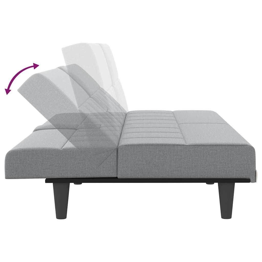 Sofa Bed with Drink Holders Light Grey Fabric
