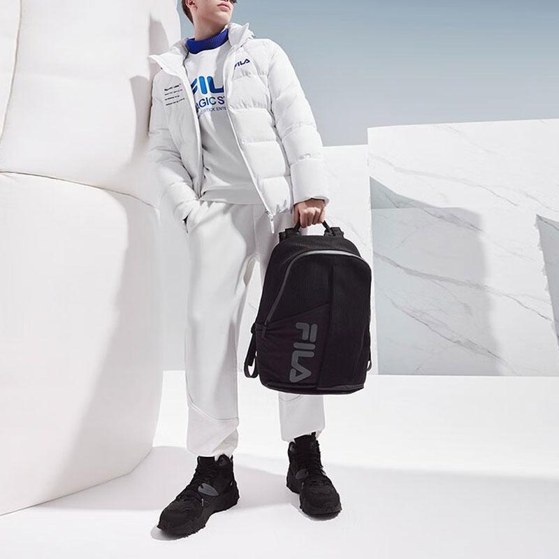 Fila Fleece Logo Print Hooded Warm Thick Down Jacket Men Outerwear Standard-White F51M349901A-WT