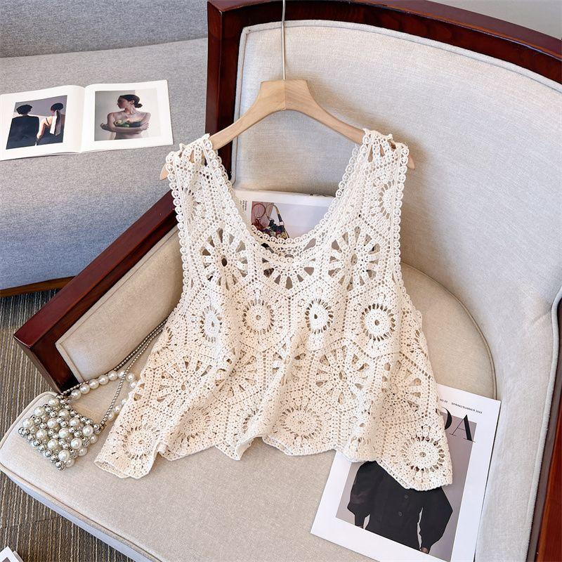 

Ажурный вязаный крючком ажурный жилет-камисоль для женщин летний жилет большого размера с верхним покрытием L