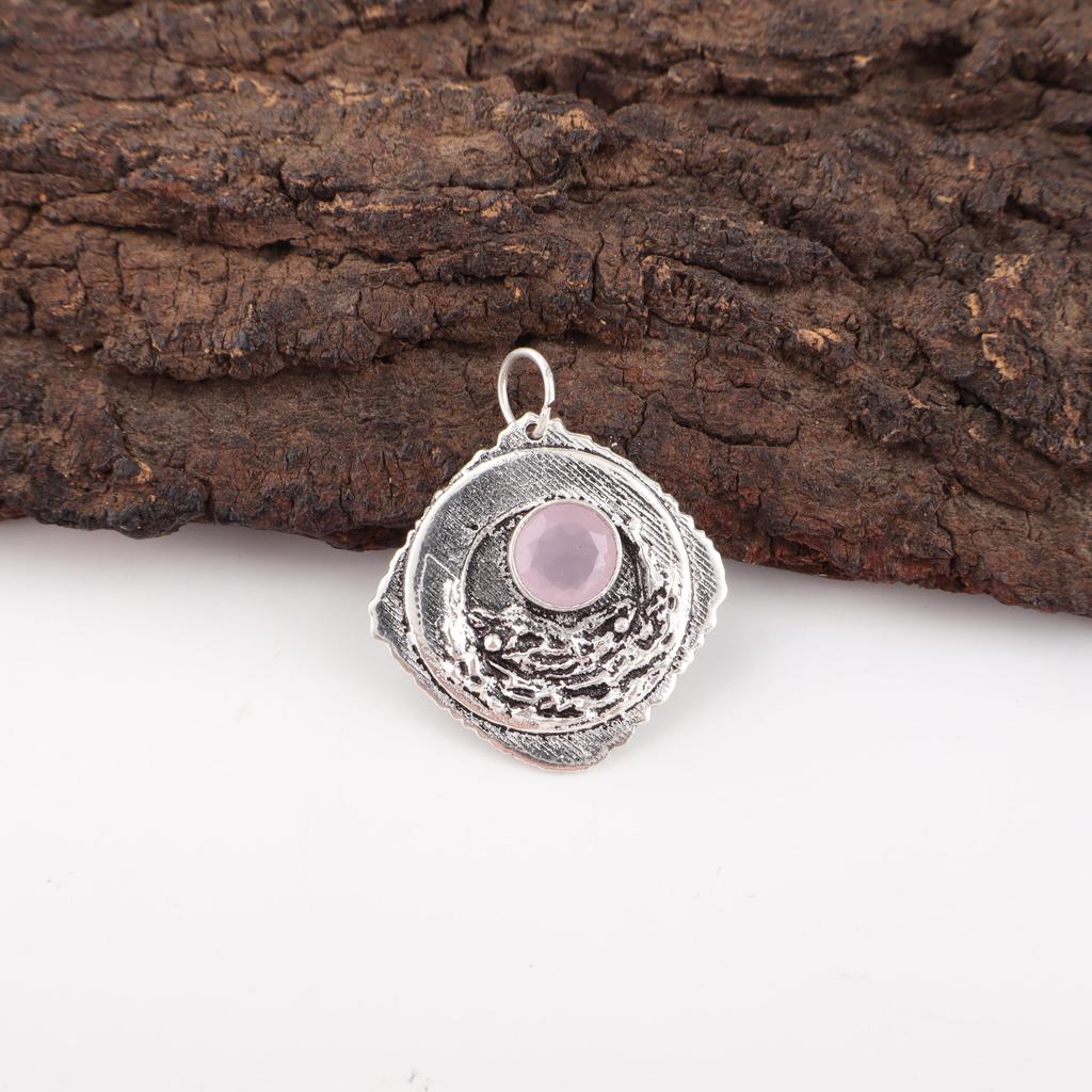 Rose Chalcedony Pendant Gemstone Jewelry, 925 Solid Sterling Silver Pendant, Gift For Women Handmade Pendant