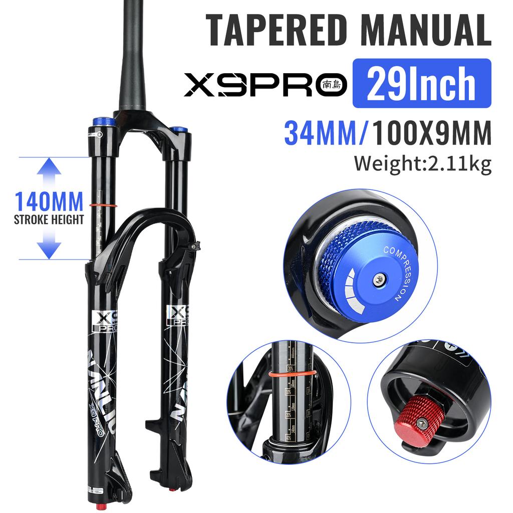 Воздушная вилка Nanlio X9 PRO для MTB 26 27.5 29 дюймов, стойки 34 мм, ход 140/160 мм, масляное демпфирование, BOOST QR