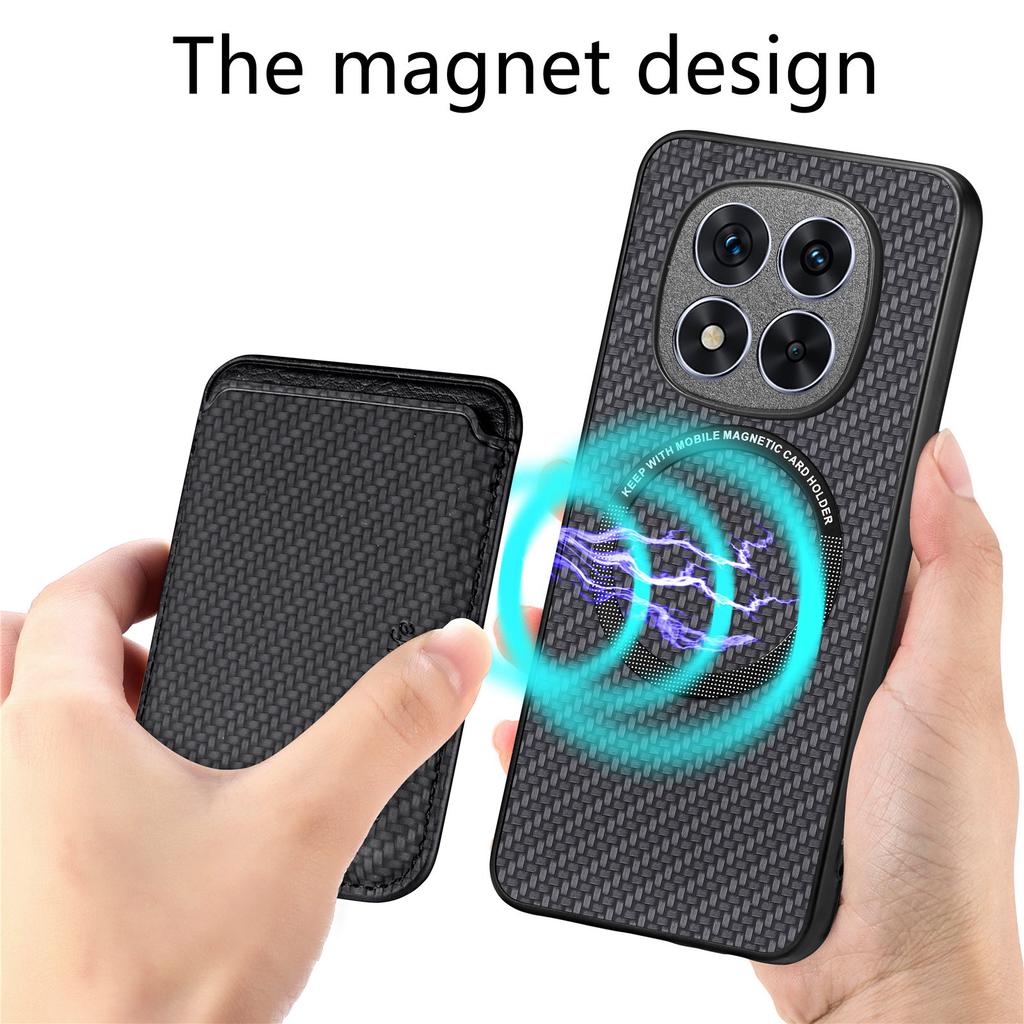 For Xiaomi Redmi Note 14 Pro 5G/Poco X7 5G Case Carbon Fiber Leather Back Cover with Detachable Card Bag