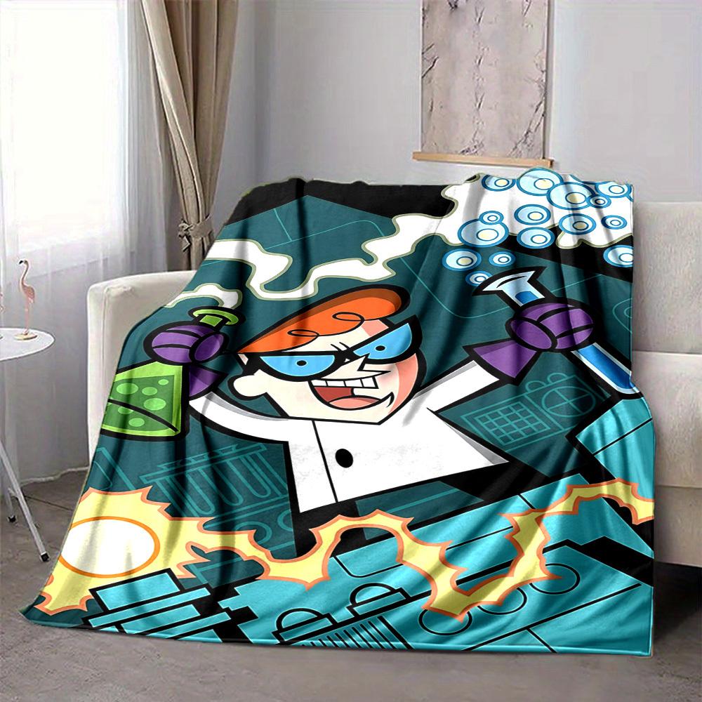 1pc Dexter's Laboratory Cozy Print Blanket Lightweight Warm Flannel Throw Blanket For Sofa, Bed, Living Room