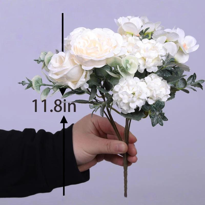 1Pcs Silk Flower 7-Forked Artificial Rose Hydrangea Handheld Flower Fillet Rose Dried Flower Wedding Decoration Flower Bouquet