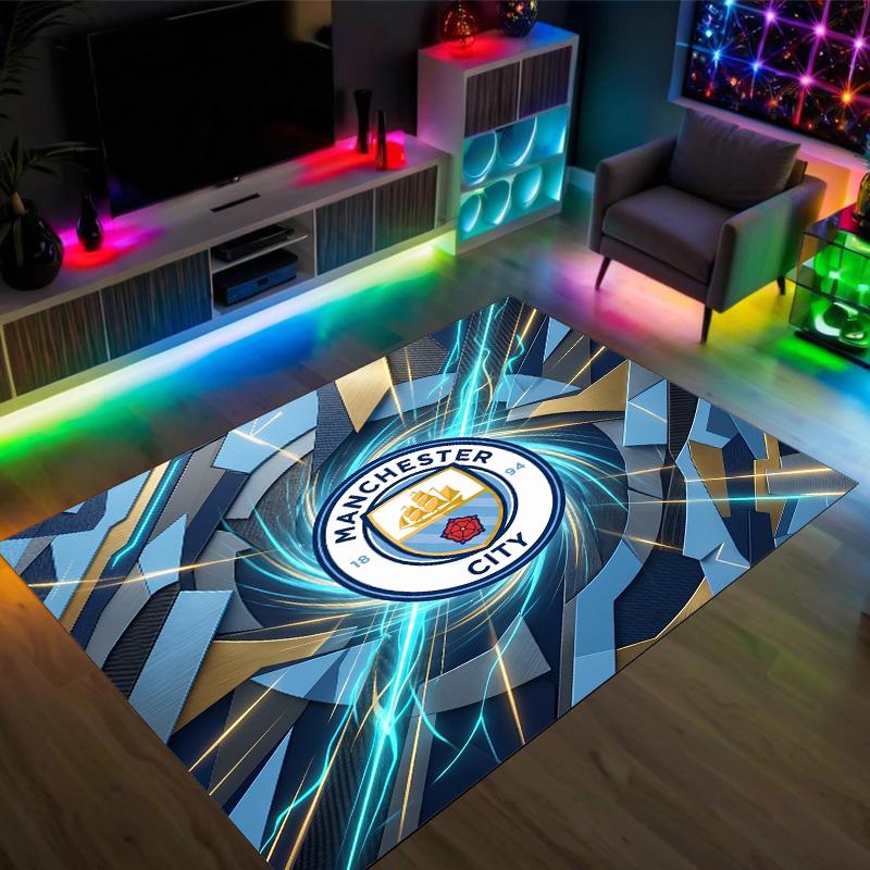 Manchester City Design Crystal Velvet Carpet Cozy Non?Slip Printed Rug For Bedroom Living Room Entrance