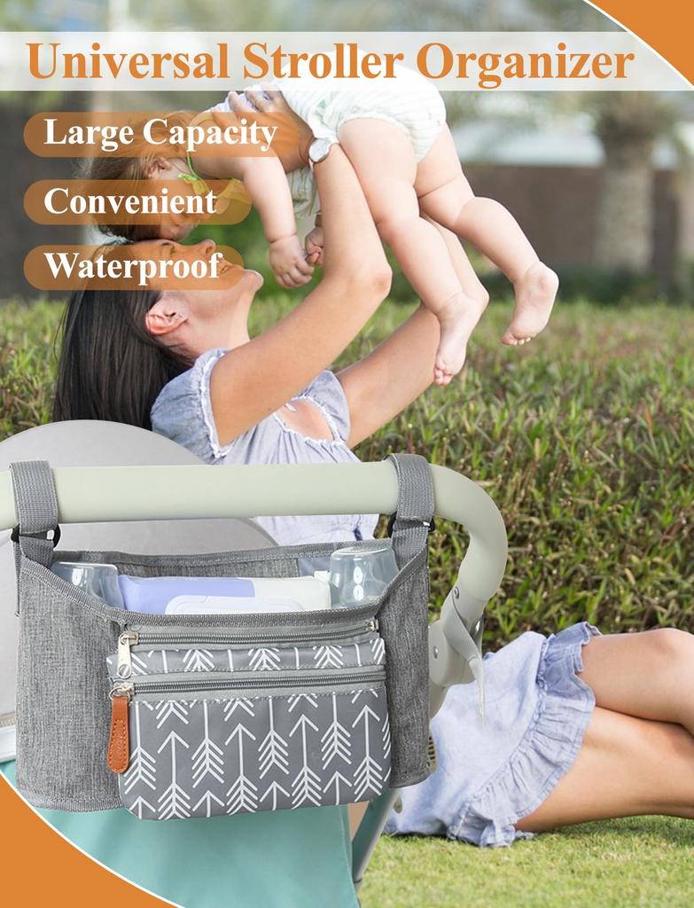 Stroller Diaper Diaper Drink Large Accessory Organizer [Maeau] Bag, Pouch, Bag, Storage, Holder, Pocket, Capacity, Water-Repellent, Multi-Functional