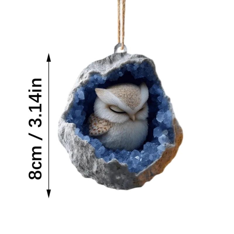 Owl And Raccoon Acrylic Christmas Tree Ornament Shatterproof Elegant Holiday Decoration For Family Home Party Supplies