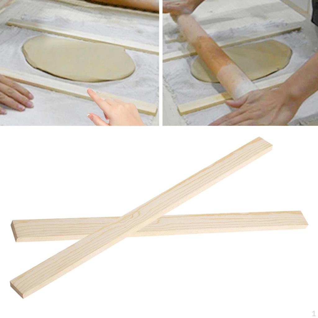 2 Dough Measuring Strips, Wooden Rolling Pin Guides, Noodle Cooking Ruler, Mud Stick Guide