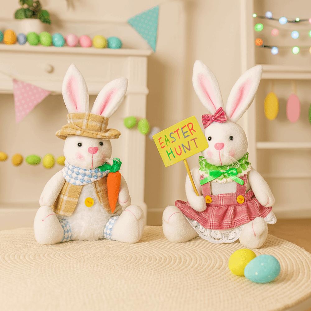 Creative Easter Plush Bunny Ornament Cartoon Easter Rabbit Doll  Party Scene Prop