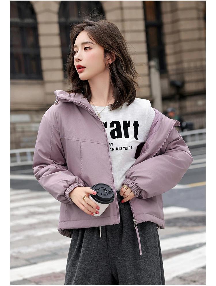 Women’s Short Hooded Quilted Cotton-Padded Winter Jacket