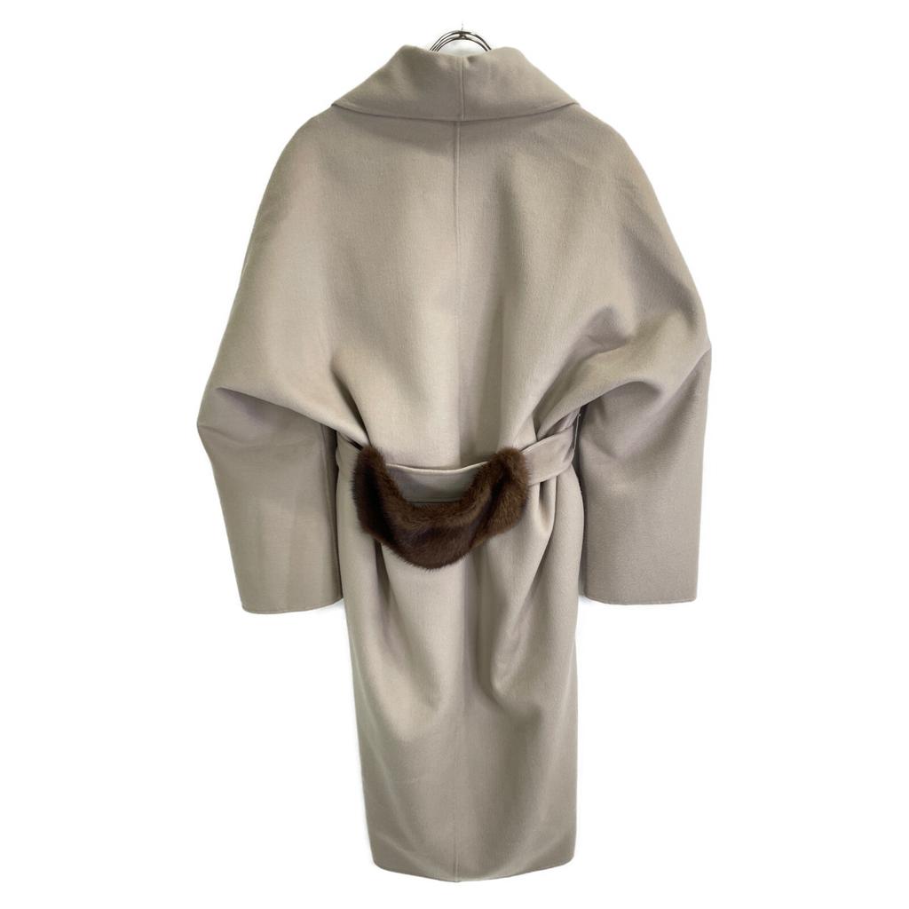 Ava Adore 531-0281003 Beige wool x mink fur belted single coat coat 36 beigeUsed