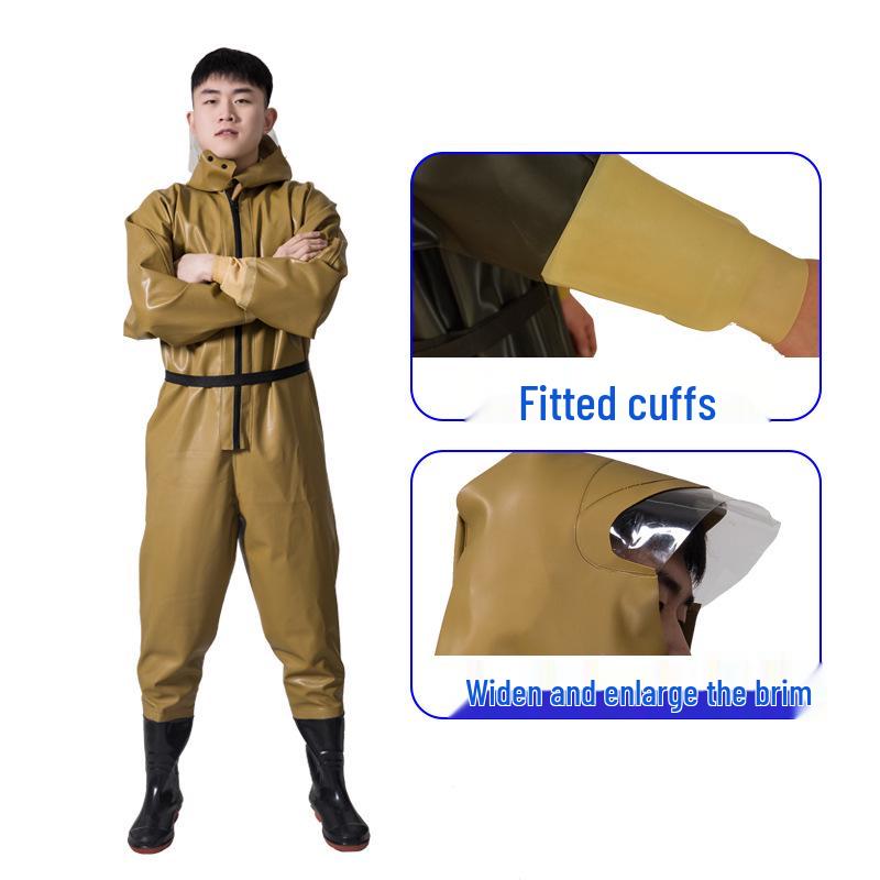 PVC Full Body Fishing Waders - Thickened One-Piece Wading Pants for Fishing and Lotus Root Digging