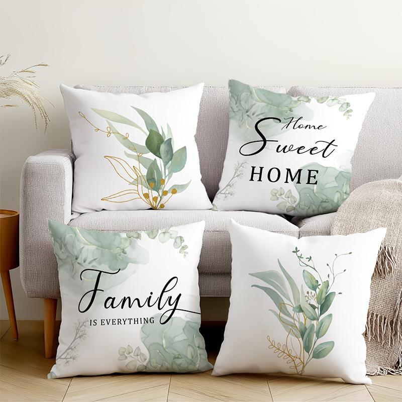 Floral Printed Pillows Home Sweet Home Family Decor Polyester Pillowcase, Sofa Decorative Cushion Cov Headboard Pillow