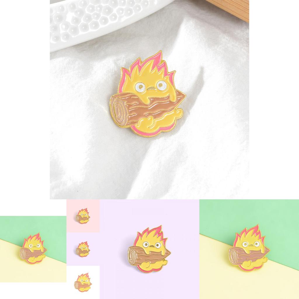 Creative Cartoon Flame Shaped Brooch Alloy Pin Adorable Unique Fashion Accessory For Men And Women