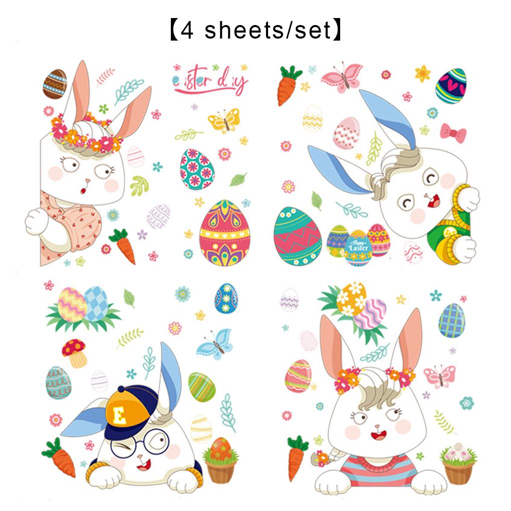 4 Stücke PVC Fenster Eier Hase Elektrostatische Aufkleber Wiederverwendbare Ostern Versorgung Wandbild Party Wandtattoos Hause Ornamente