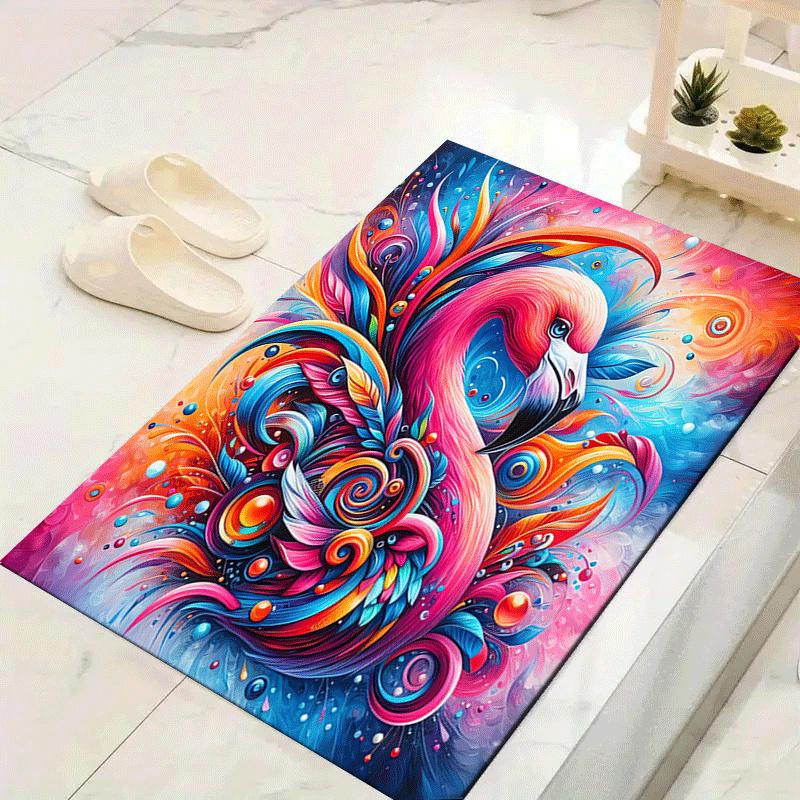 

1pc Colorful flamingo Print, Design Indoor Area Rug - Soft, Anti-Slip, and Durable Gaming Room Decor for Bedroom 60cm by 90cm