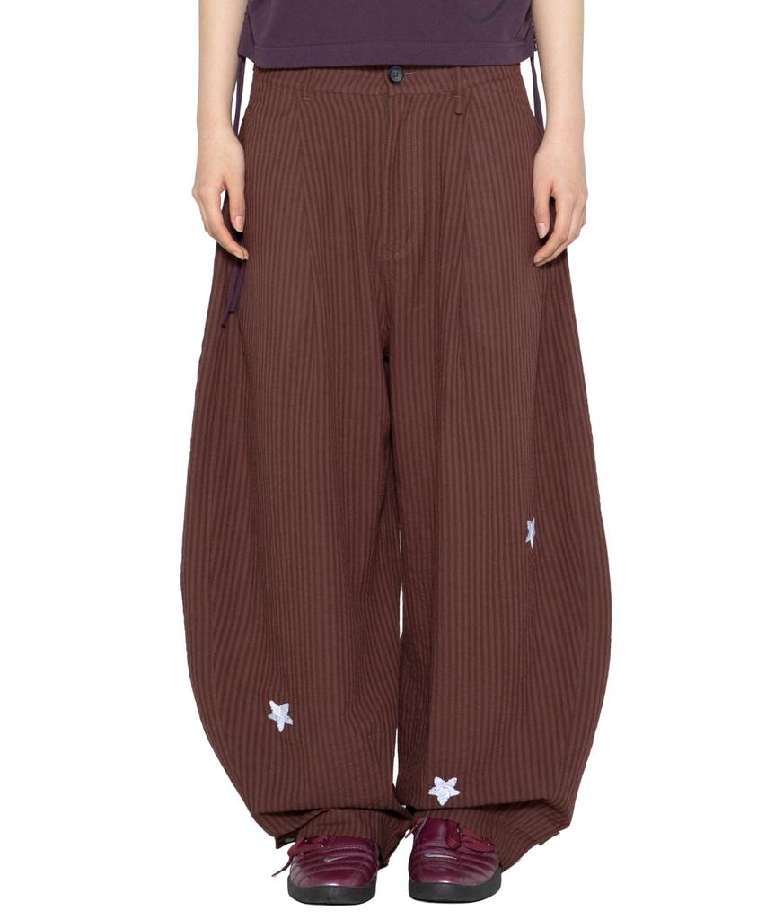 GLACK Gzp005 Cosmic Flower Seersucker Pants (Brown)