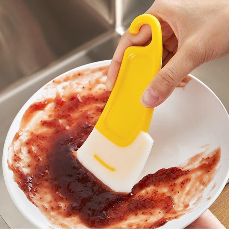 1/2PCS Silicone Scraper Kitchen Scraper Soft Blade Scraper Brush Dirty Pan Pot Dishes Cleaner Tools Silicone Kitchen Utensils