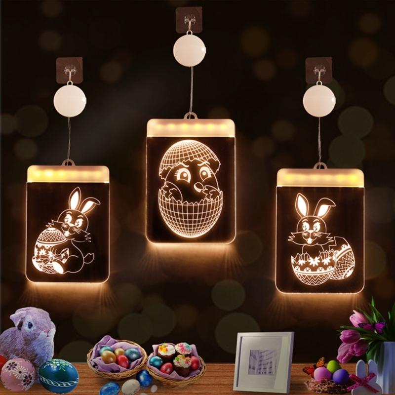 Festival LED Suction Cup Hangings Lamp Convenient Mounting Easter Lights Battery Operated LED Easter Light Adorment