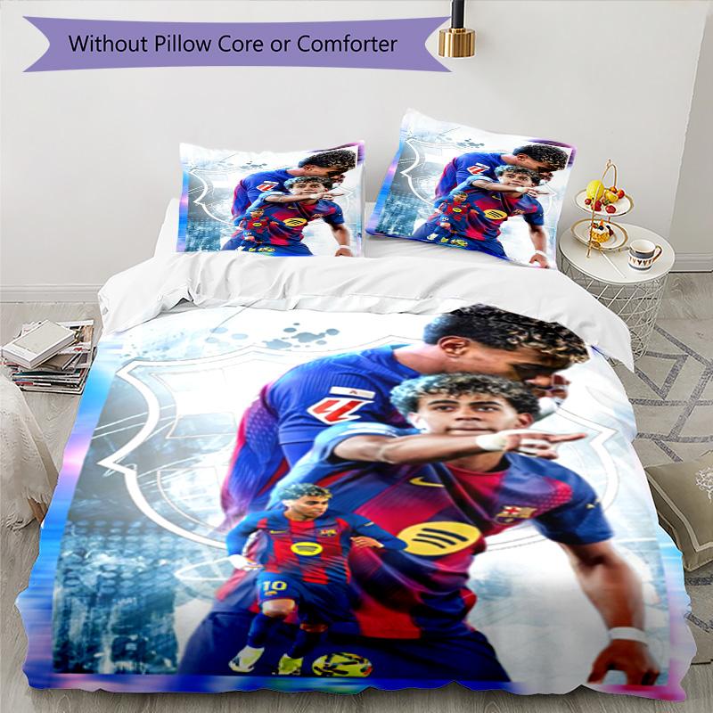 Lamine Yamal Barcelona Jubiläums Bettwäsche Set, Weiche Bettwäsche für Schlafzimmer Heimdekoration, Perfektes Geschenk für Fußballfans, Atmungsaktiver Bettbezug mit P