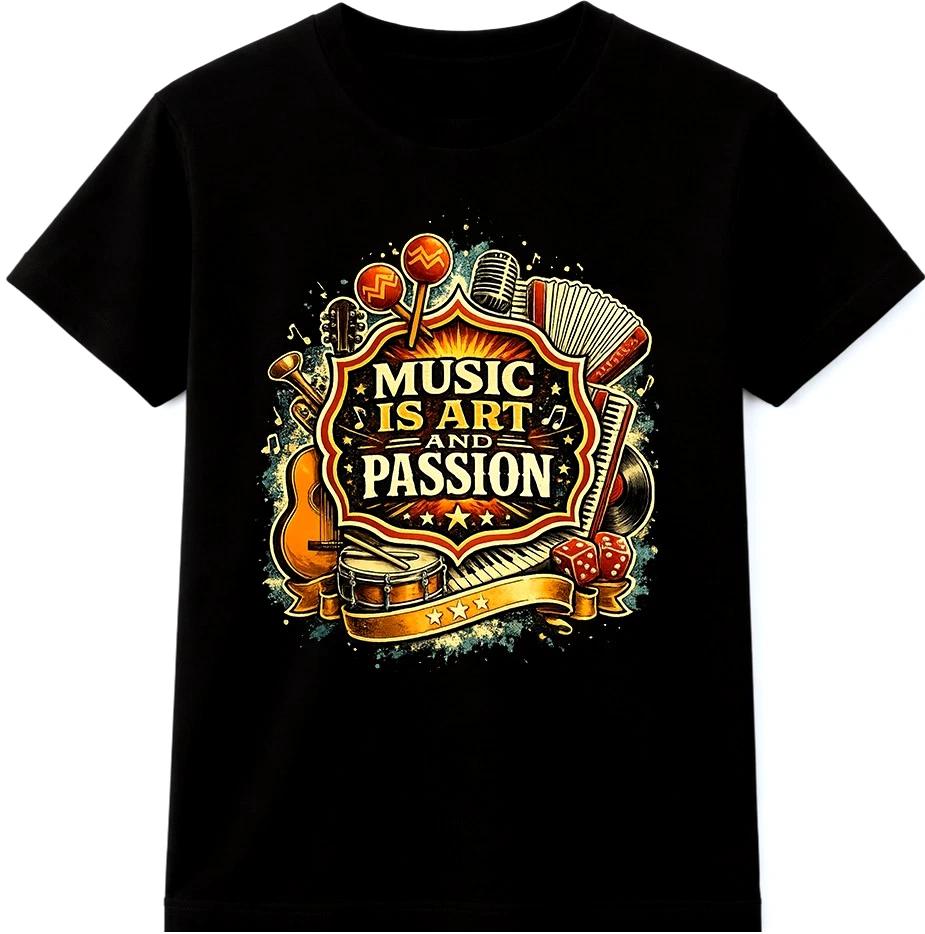 

Футболка для любителя музыки Винтажная Музыка - это Искусство и Страсть Графическая футболка музыканта S