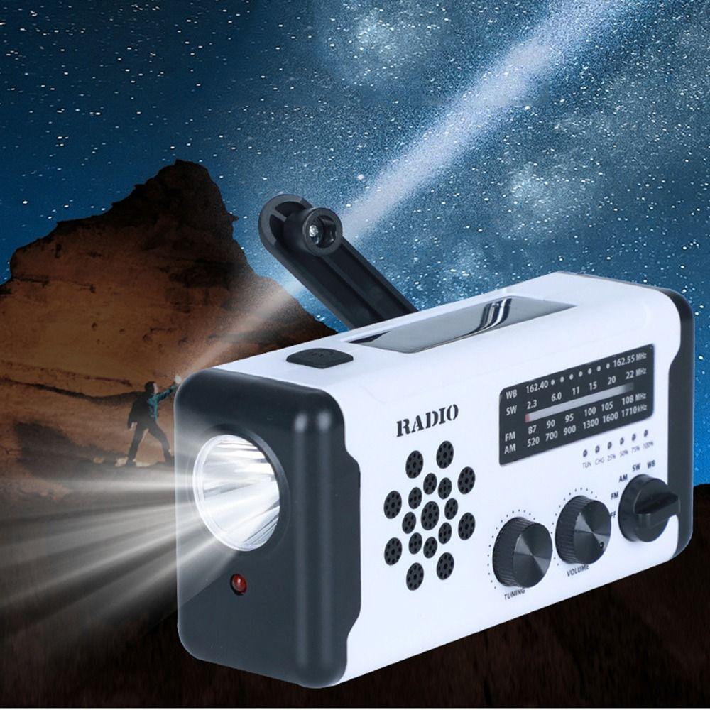 USB Charger Hand Crank Radio SOS Alarm LED Flashlight Emergency Weather Radio  Disaster Prevention