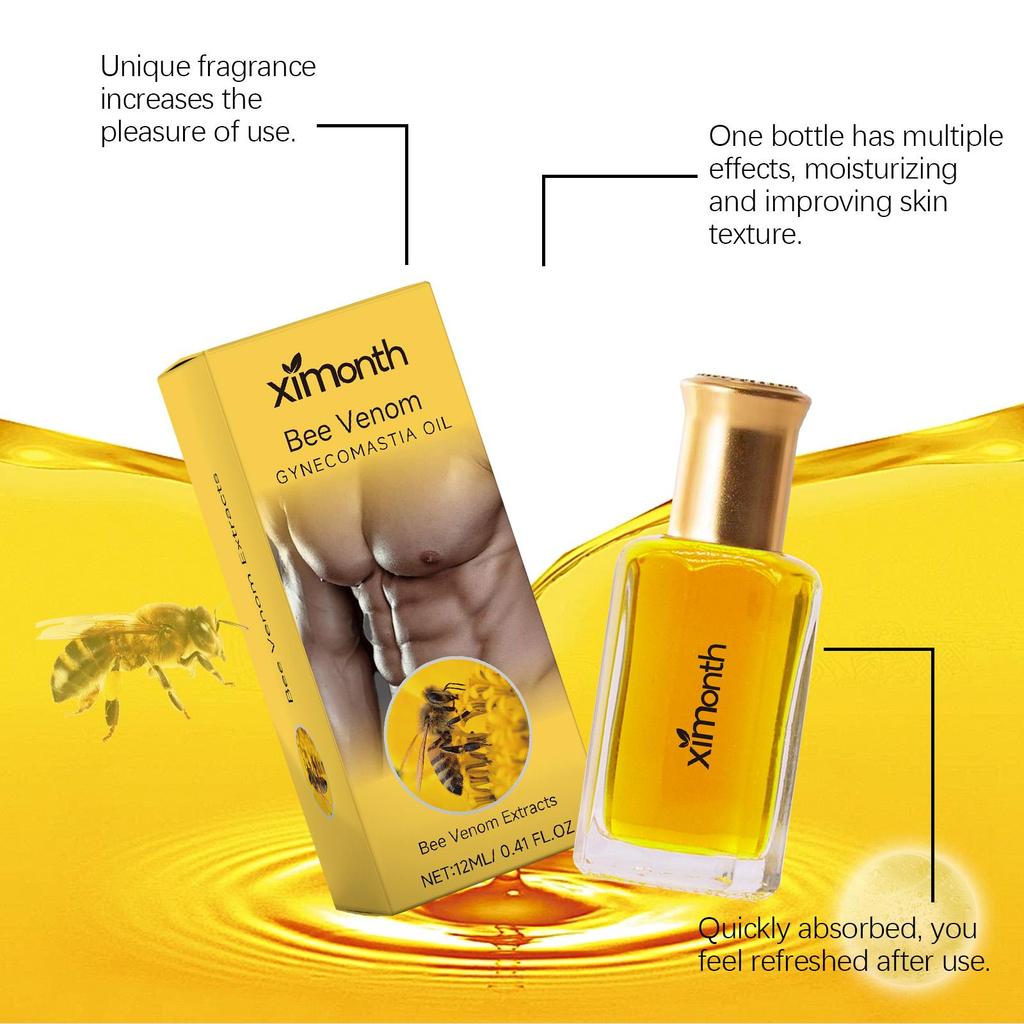 Ximonth Bee Venom Male Chest Oil Men's Chest Firming Contouring Skin Nourishing Massage Treatment