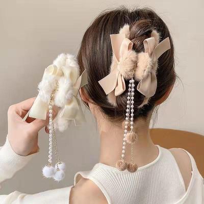 Plush Claw Bow Tassel Hairpin Best Claw Clips For Thick Hair Women Accessories