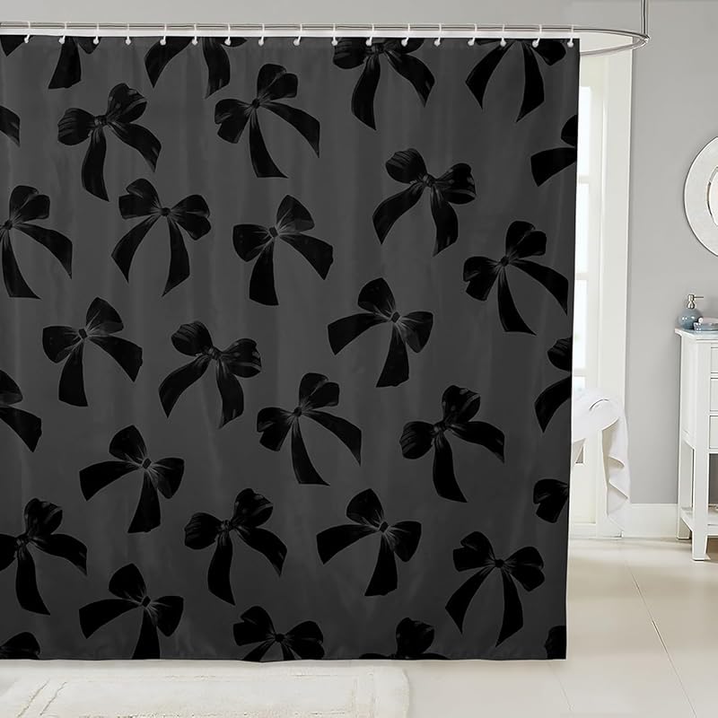 Feelyou Pink Bow Bath Curtain for Kids Boys Girls 72"x72" Cute Dreamy Princess Style Shower Curtain Waterproof Bow Pattern Bathroom Shower Curtain