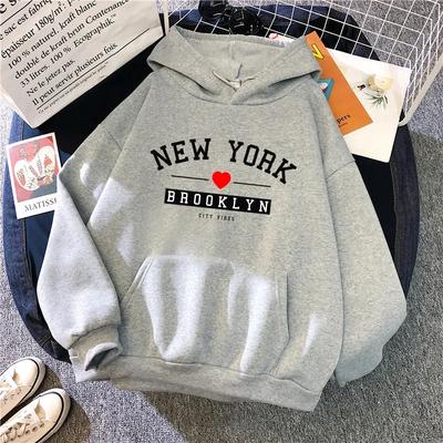 Brooklyn Print Hoodie Woman High Quality Loose Hooded Sweatshirt Ladies Fall Winter Home Outdoor Comfort Casual Warm Pullover
