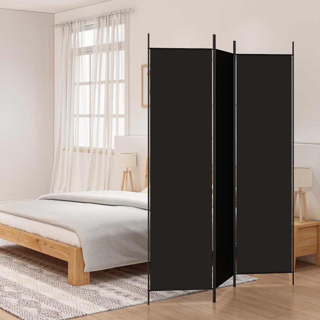 Vidaxl Paravent 3-teilig, Schwarz, 150X200 cm, Stoff