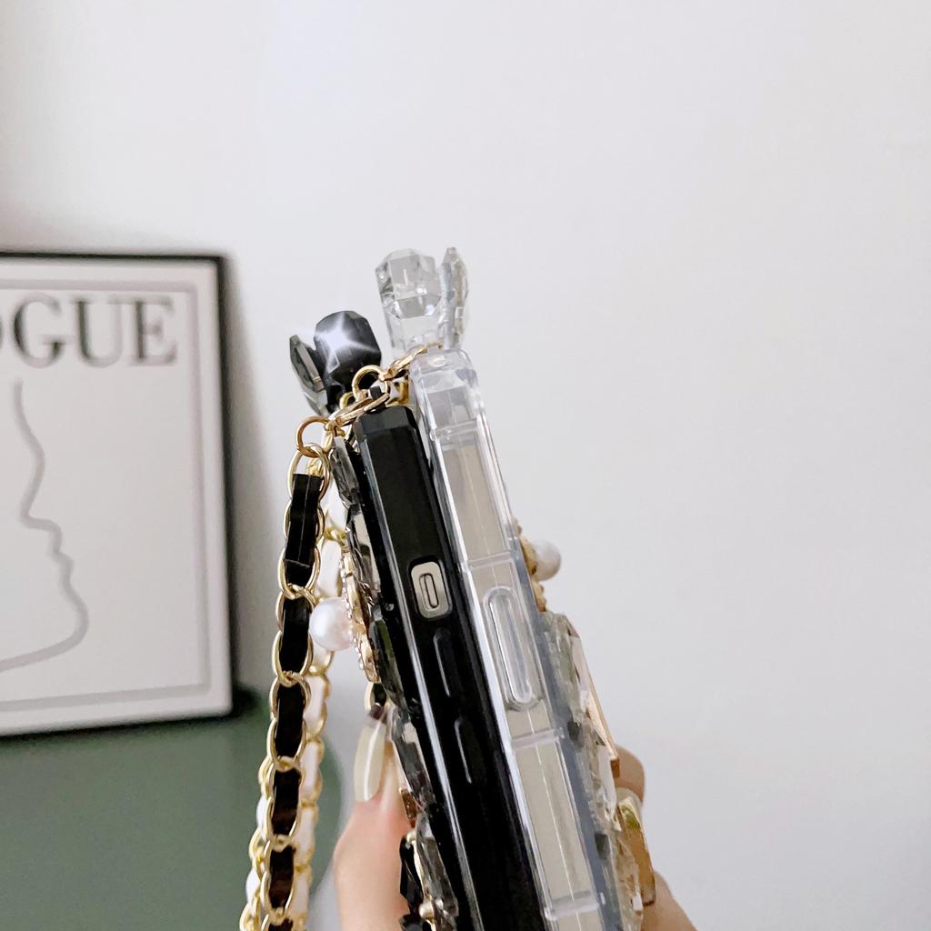 Crossbody Rhinestone Parfémy Tvar Pouzdro pro Samsung S23 S22 S21 S20 Ultra S10 Plus Pearl Flowers Kryt pro iphone 15 14 13 12 11 X XR XS Max