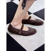 Sheepskin Version~ Retro Soft-faced Round Head Splicing Ballet Flats for Women with Shallow Mouth Mary Jane Shoes for Women