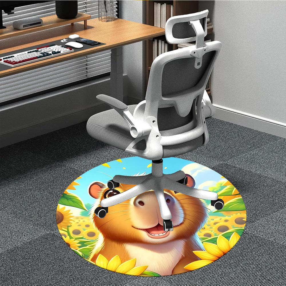 

1pc Capybara, Sunflower Chair Carpet for Office, Soft Flannel Throw Mat, Perfect for Office,Holiday Party Decoration Choice yy251113189 80cm by 80cm