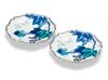 Marusan Miyamoto "Kutani Ware" Pair of No. 6 Plates with Blue and White Grape Designs, AP7-0230