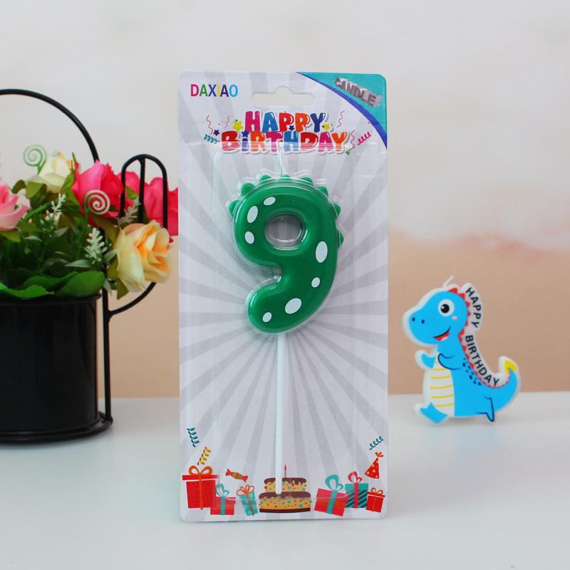 1PC Dinosaur Digital Candles Cake Decorations 0-9 Year Old Happy Birthday Cake Candle Colorful Digital Candle Party Supplies